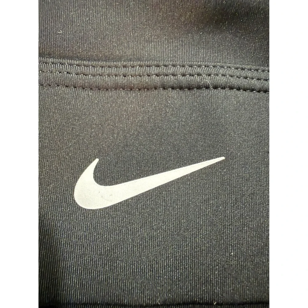 Nike Womens Dri-FIT Racerback Sports Bra Black White Swoosh Medium Impact Size S